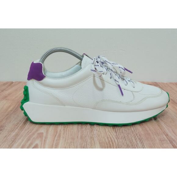 Zara Women's Sneakers Lace-Up Off White Purple Green Size EU 39 - Picture 6 of 11
